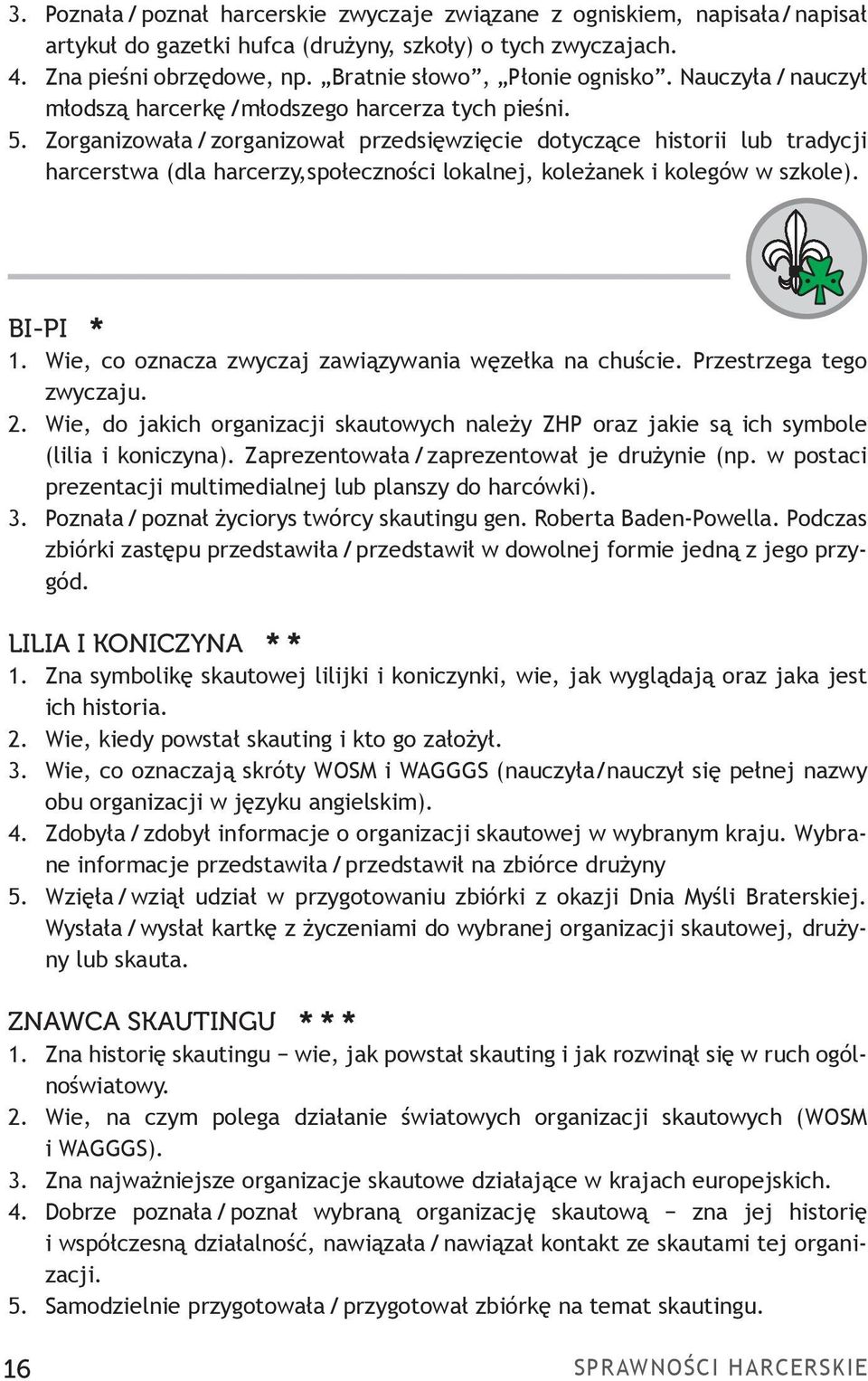 Zorganizowała / zorganizował przedsięwzięcie dotyczące historii lub tradycji harcerstwa (dla harcerzy,społeczności lokalnej, koleżanek i kolegów w szkole). BI-PI * 1.