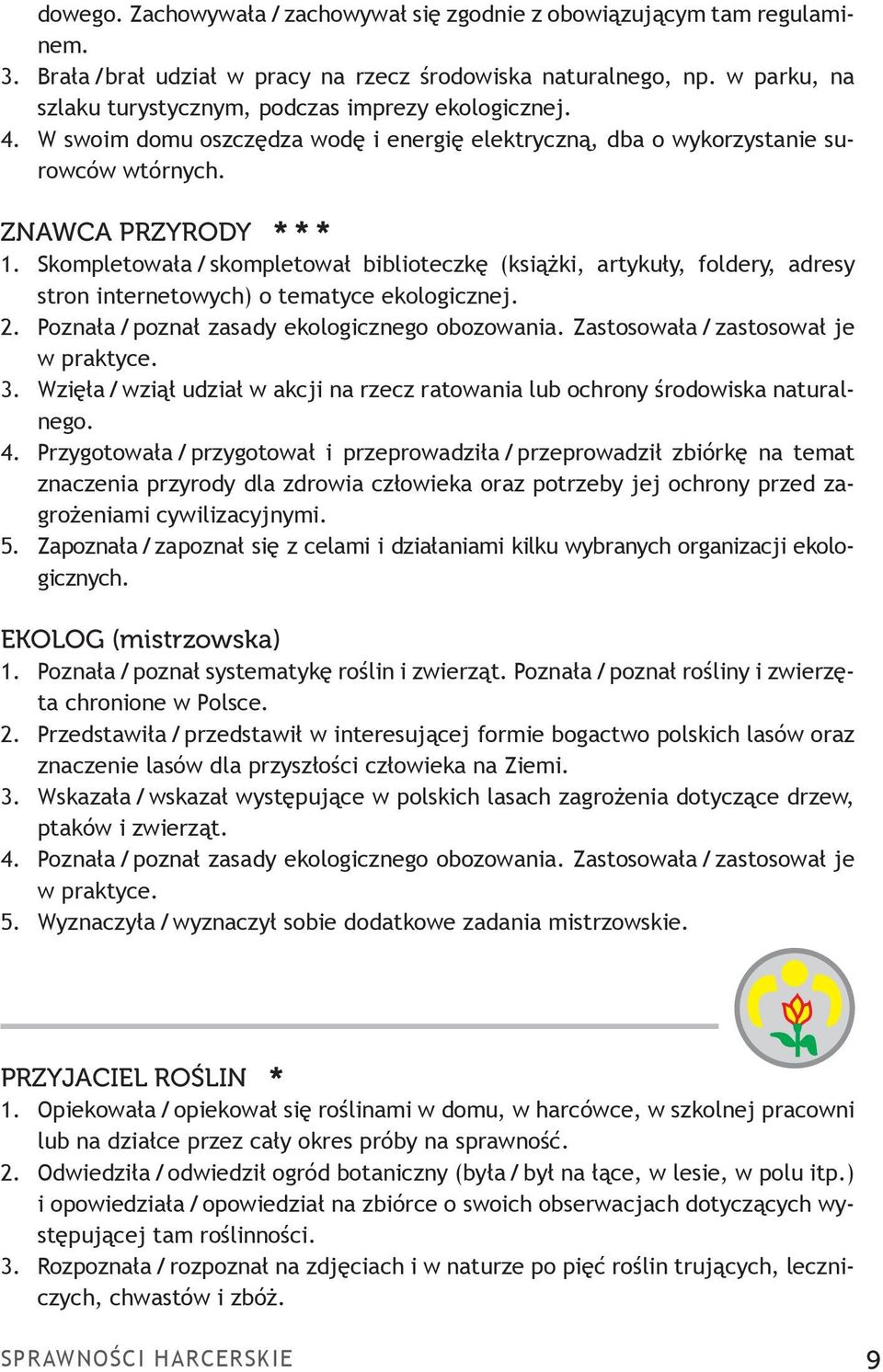 Skompletowała / skompletował biblioteczkę (książki, artykuły, foldery, adresy stron internetowych) o tematyce ekologicznej. 2. Poznała / poznał zasady ekologicznego obozowania.