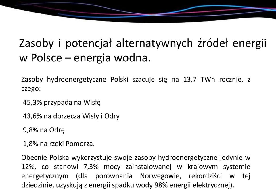 Odry 9,8% na Odrę 1,8% na rzeki Pomorza.