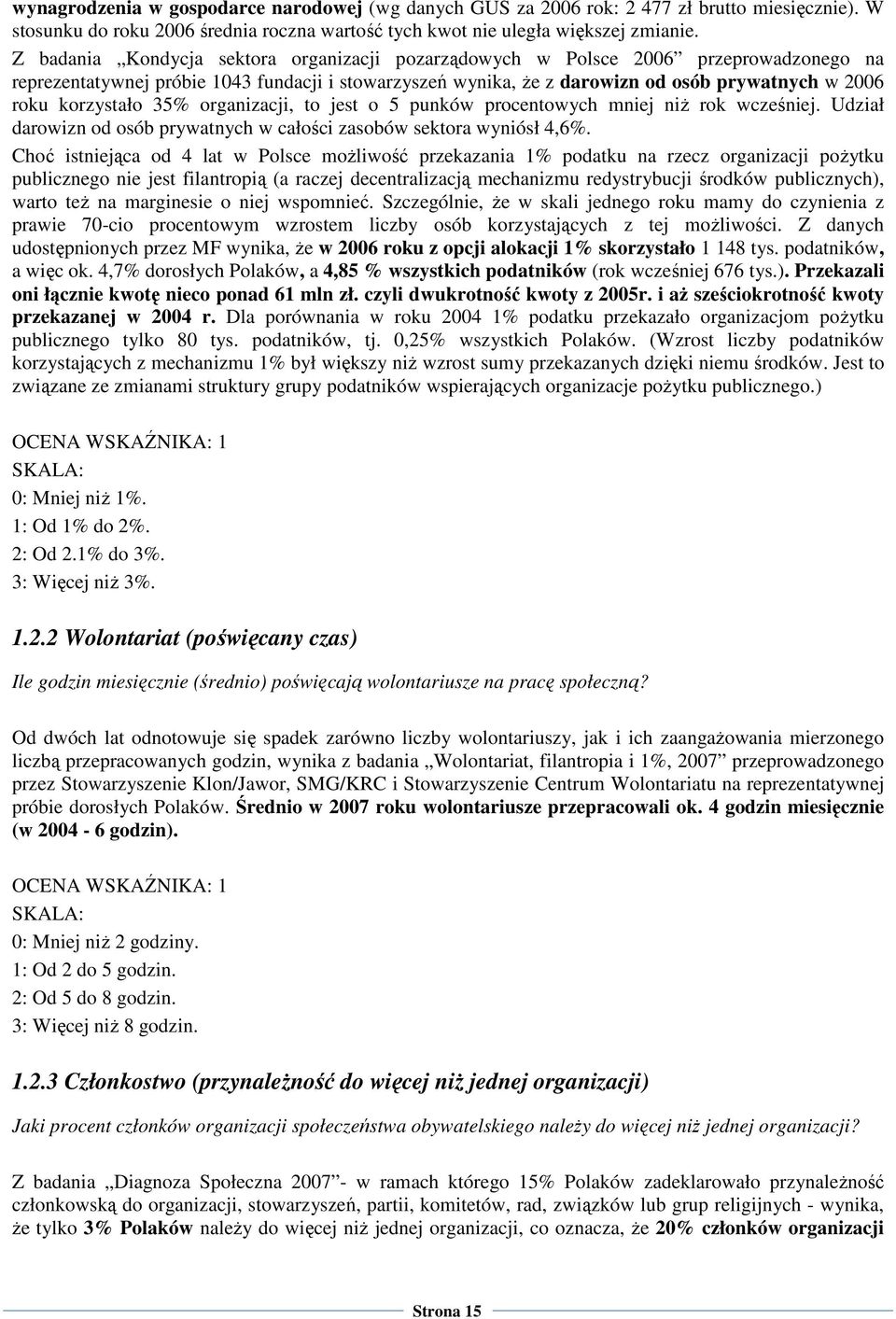 korzystało 35% organizacji, to jest o 5 punków procentowych mniej niŝ rok wcześniej. Udział darowizn od osób prywatnych w całości zasobów sektora wyniósł 4,6%.