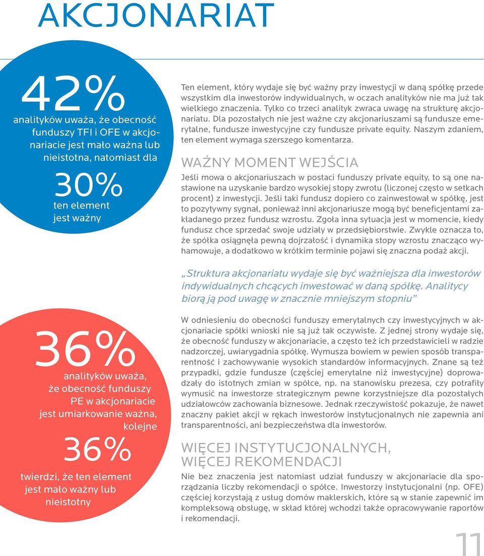 Dla pozostałych nie jest ważne czy akcjonariuszami są fundusze emerytalne, fundusze inwestycyjne czy fundusze private equity. Naszym zdaniem, ten element wymaga szerszego komentarza.