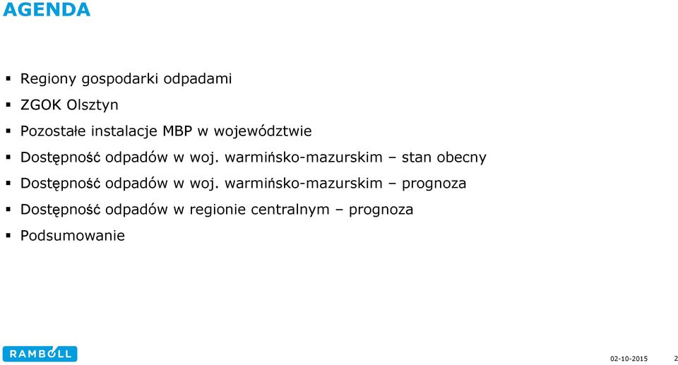 warmińsko-mazurskim stan obecny Dostępność odpadów w woj.