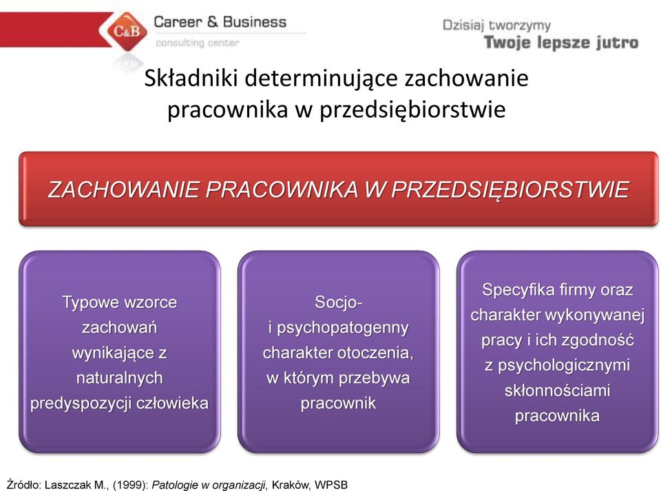 psychopatogenny charakter otoczenia, w którym przebywa pracownik Specyfika firmy oraz charakter