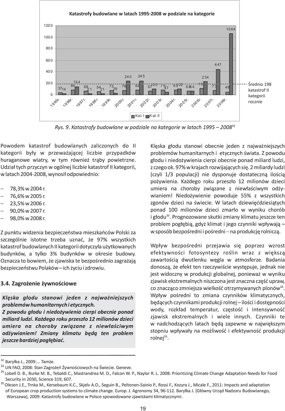 tr¹by powietrzne. Udzia³ tych przyczyn w ogólnej liczbie katastrof II kategorii, w latach 2004-2008, wynosi³ odpowiednio: 78,3% w 2004 r. 76,6% w 2005 r. 23,5% w 2006 r. 90,0% w 2007 r.