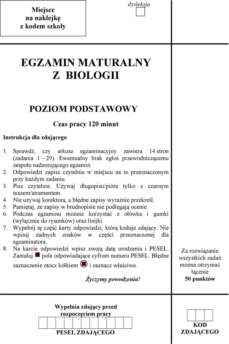 . Odpowiedzi zapisz czytelnie w miejscu na to przeznaczonym przy każdym zadaniu. 3. Pisz czytelnie. Używaj długopisu/pióra tylko z czarnym tuszem/atramentem. 4.