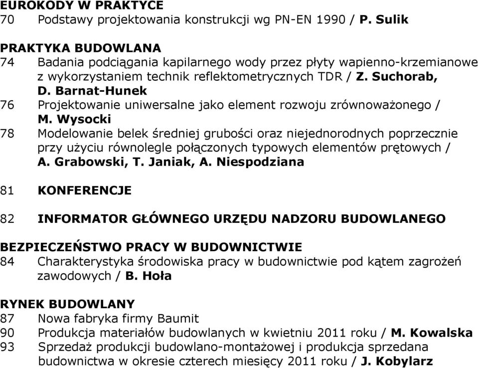 Barnat-Hunek 76 Projektowanie uniwersalne jako element rozwoju zrównowaŝonego / M.