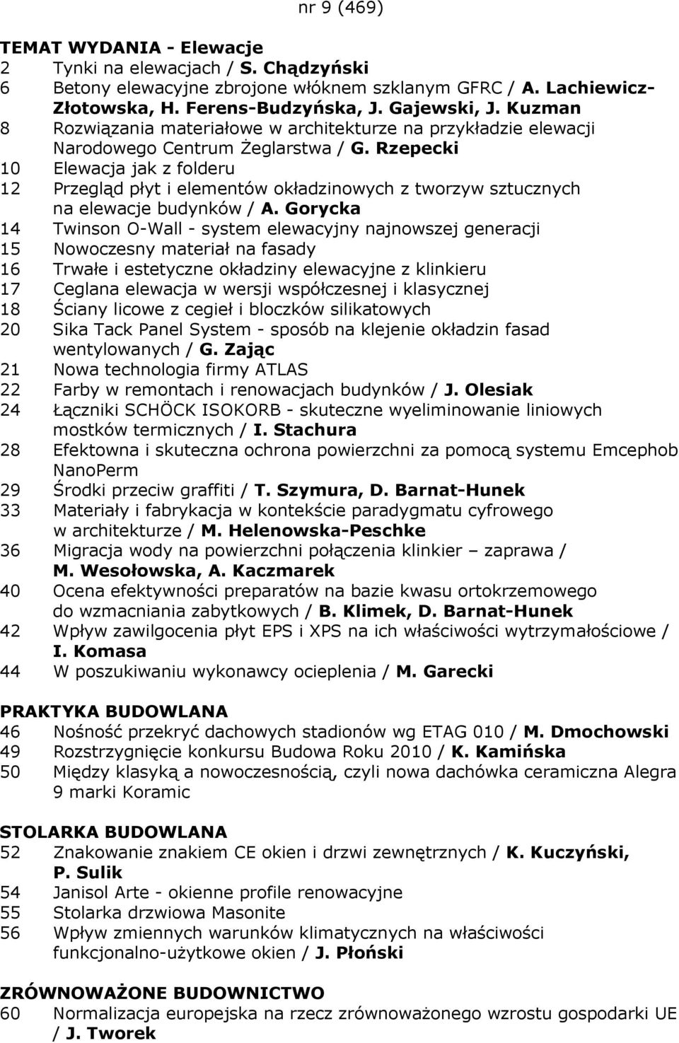 Rzepecki 10 Elewacja jak z folderu 12 Przegląd płyt i elementów okładzinowych z tworzyw sztucznych na elewacje budynków / A.