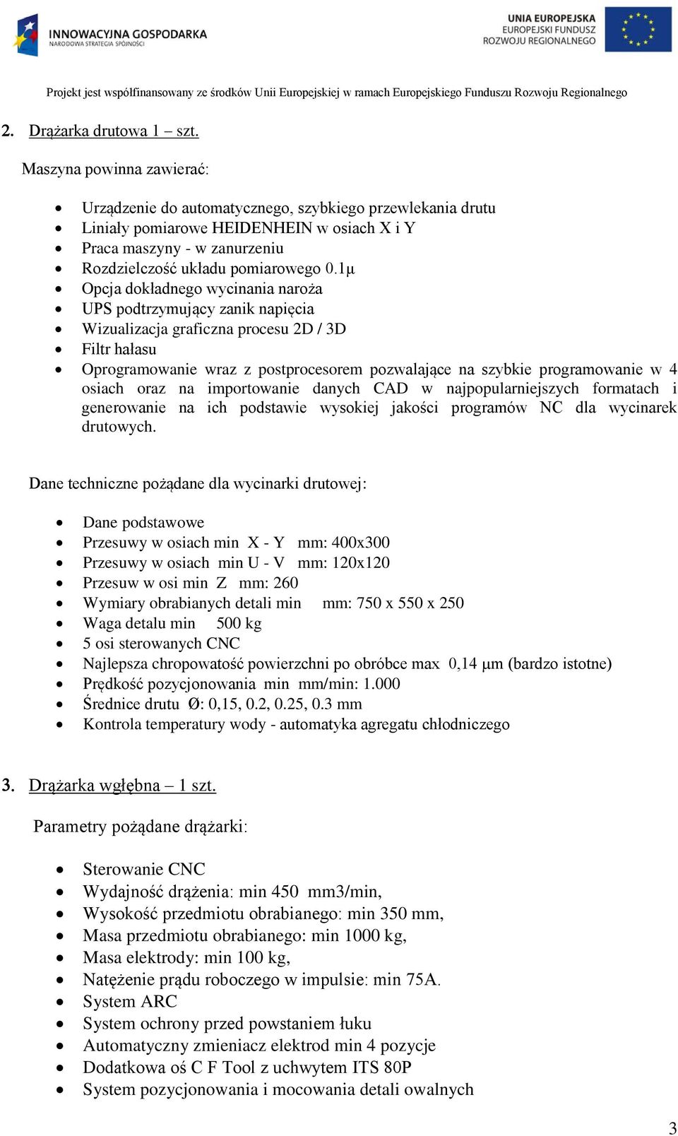 1μ Opcja dokładnego wycinania naroża UPS podtrzymujący zanik napięcia Wizualizacja graficzna procesu 2D / 3D Filtr hałasu Oprogramowanie wraz z postprocesorem pozwalające na szybkie programowanie w 4