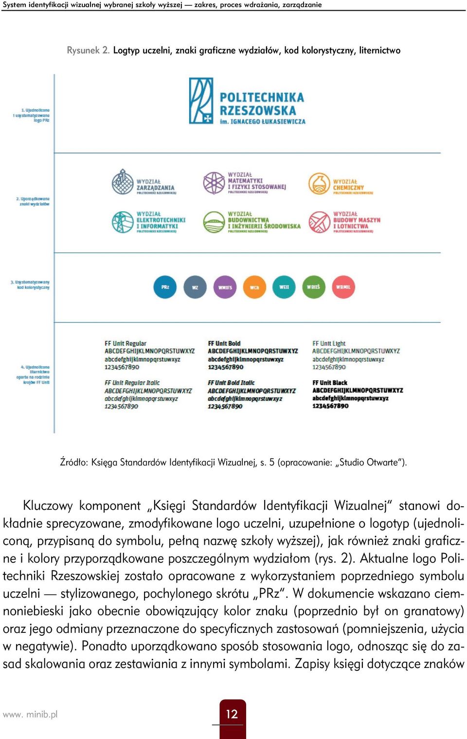 Kluczowy komponent Księgi Standardów Identyfikacji Wizualnej stanowi dokładnie sprecyzowane, zmodyfikowane logo uczelni, uzupełnione o logotyp (ujednoliconą, przypisaną do symbolu, pełną nazwę szkoły