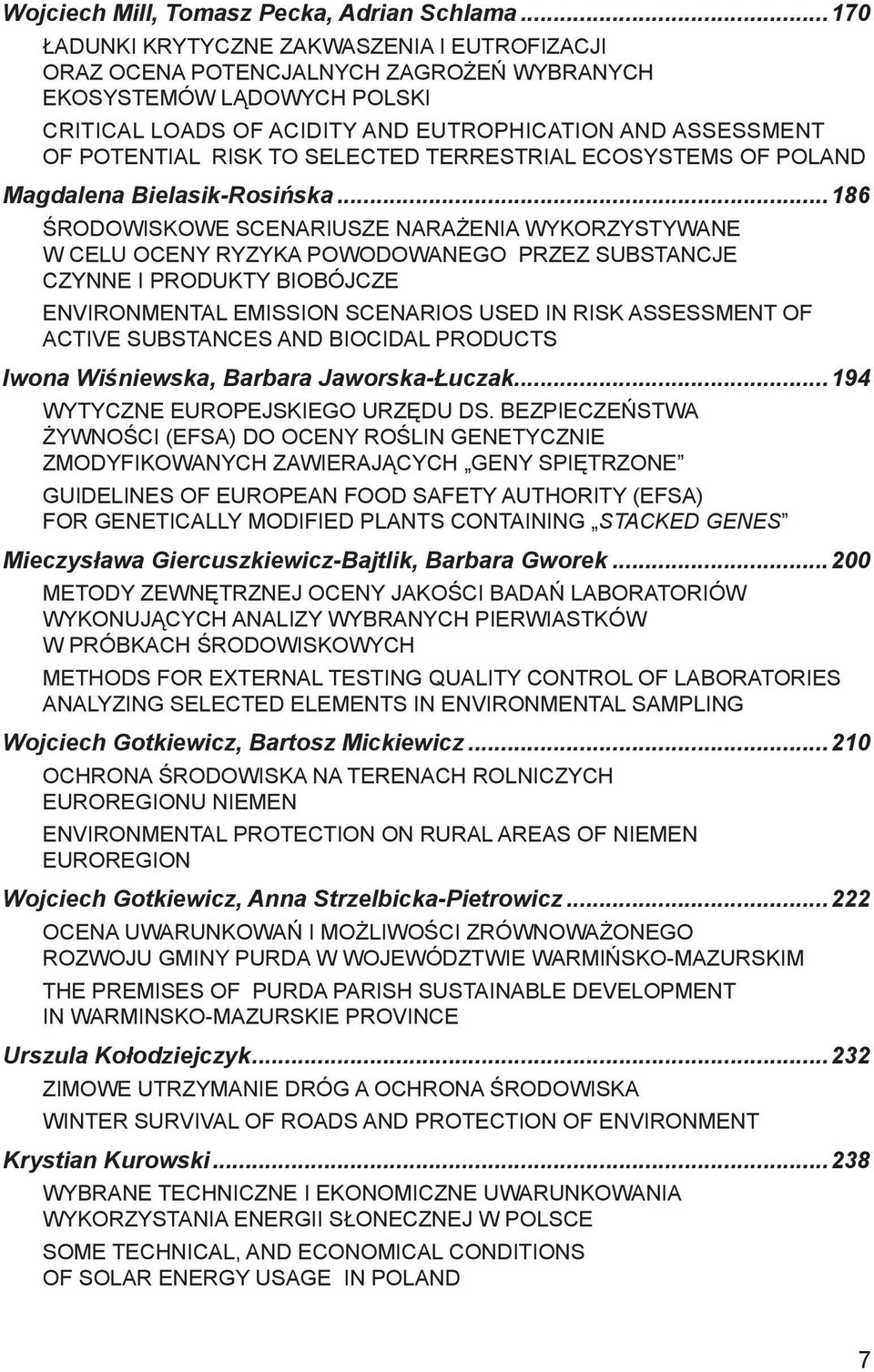 risk to selected terrestrial ecosystems of Poland Magdalena Bielasik-Rosińska.