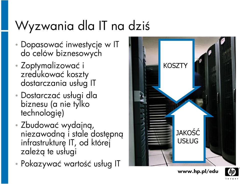 biznesu (a nie tylko technologię) Zbudować wydajną, niezawodną i stale dostępną