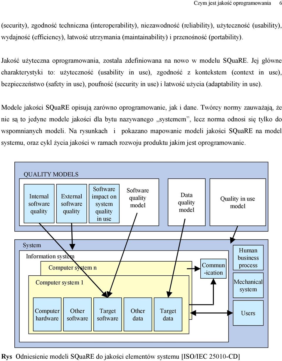 Jej główne charakterystyki to: użyteczność (usability in use), zgodność z kontekstem (context in use), bezpieczeństwo (safety in use), poufność (security in use) i łatwość użycia (adaptability in