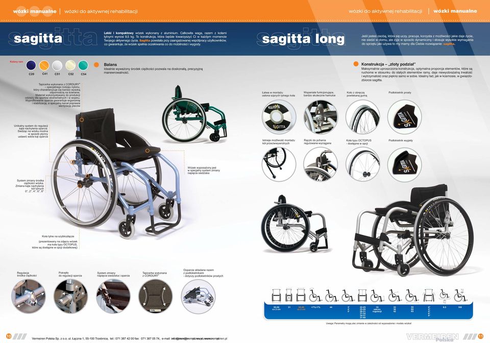 Sagitta powsta³a przy zaanga owanej wspó³pracy u ytkowników, co gwarantuje, e wózek spe³nia oczekiwania co do mobilnoœci i wygody.