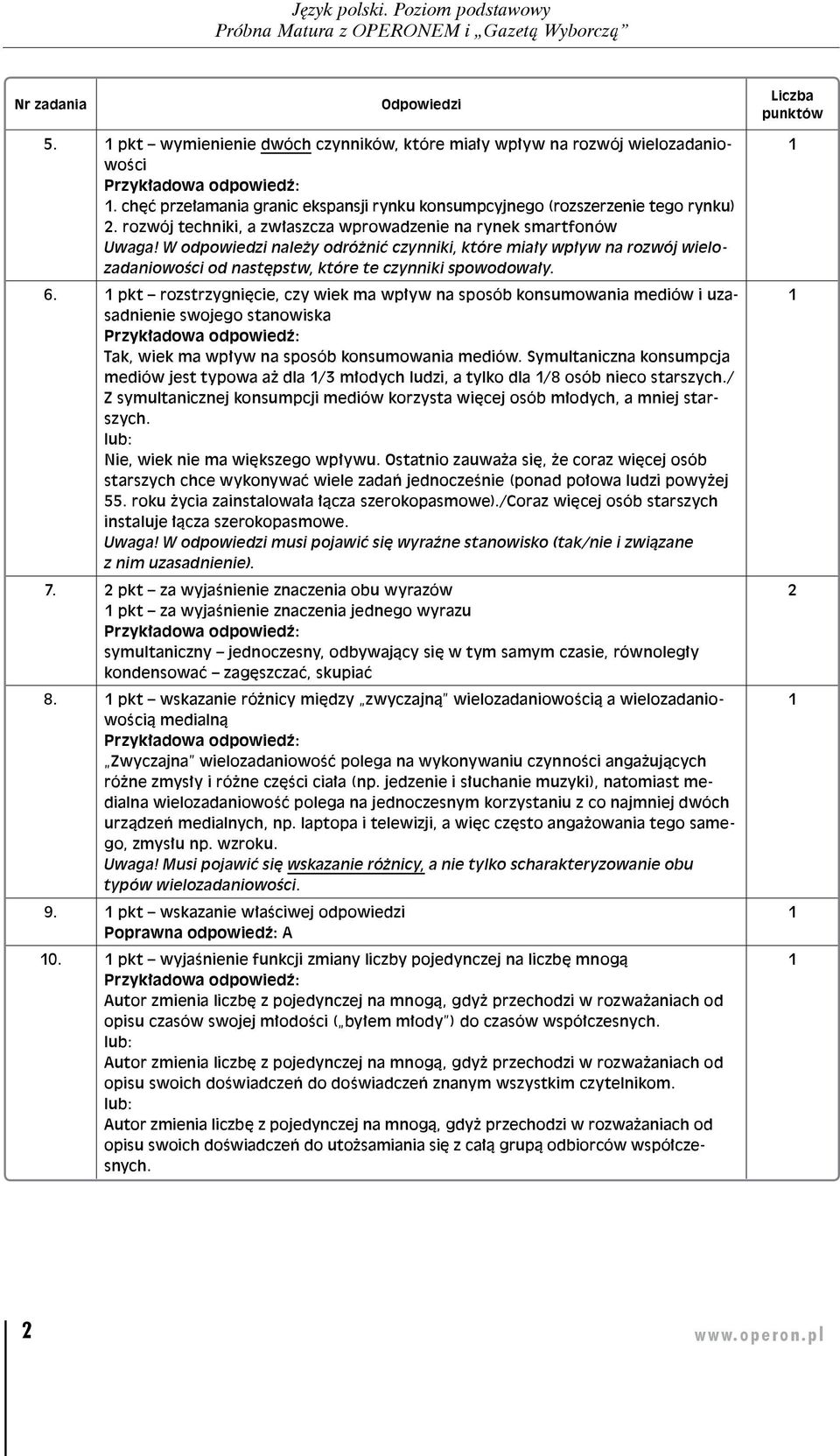 W odpowiedzi należy odróżnić czynniki, które miały wpływ na rozwój wielozadaniowości od następstw, które te czynniki spowodowały. 6.