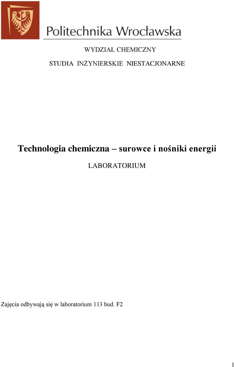 surowce i nośniki energii LABORATORIUM