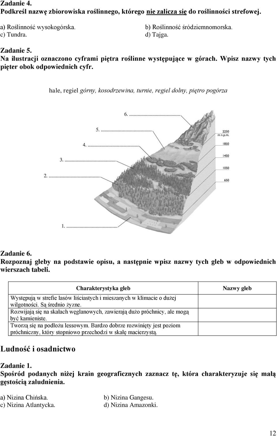 Rozpoznaj gleby na podstawie opisu, a następnie wpisz nazwy tych gleb w odpowiednich wierszach tabeli.