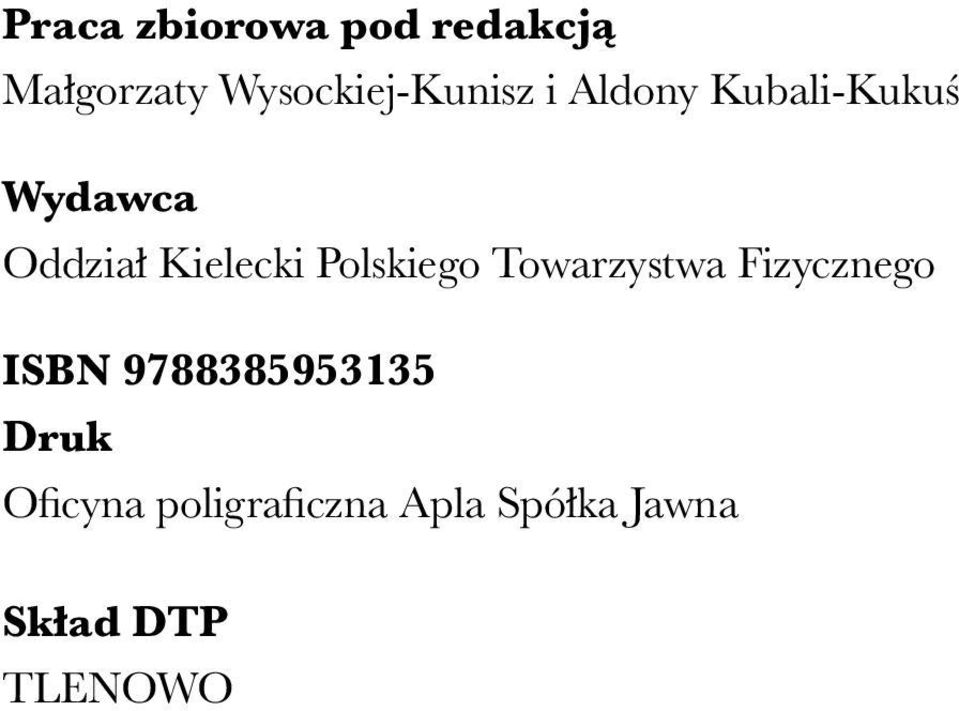 Kielecki Polskiego Towarzystwa Fizycznego ISBN