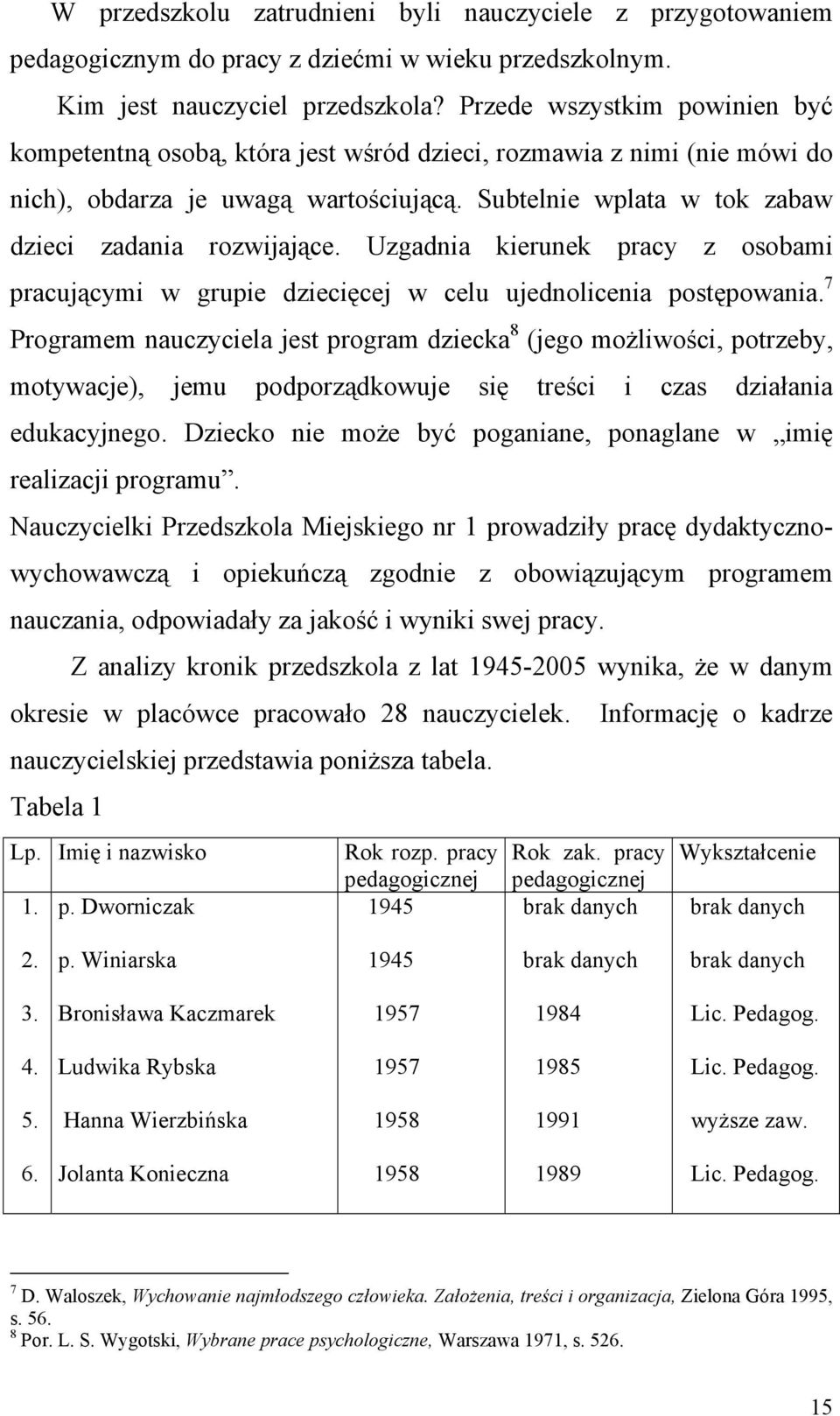 Uzgadnia kierunek pracy z osobami pracującymi w grupie dziecięcej w celu ujednolicenia postępowania.