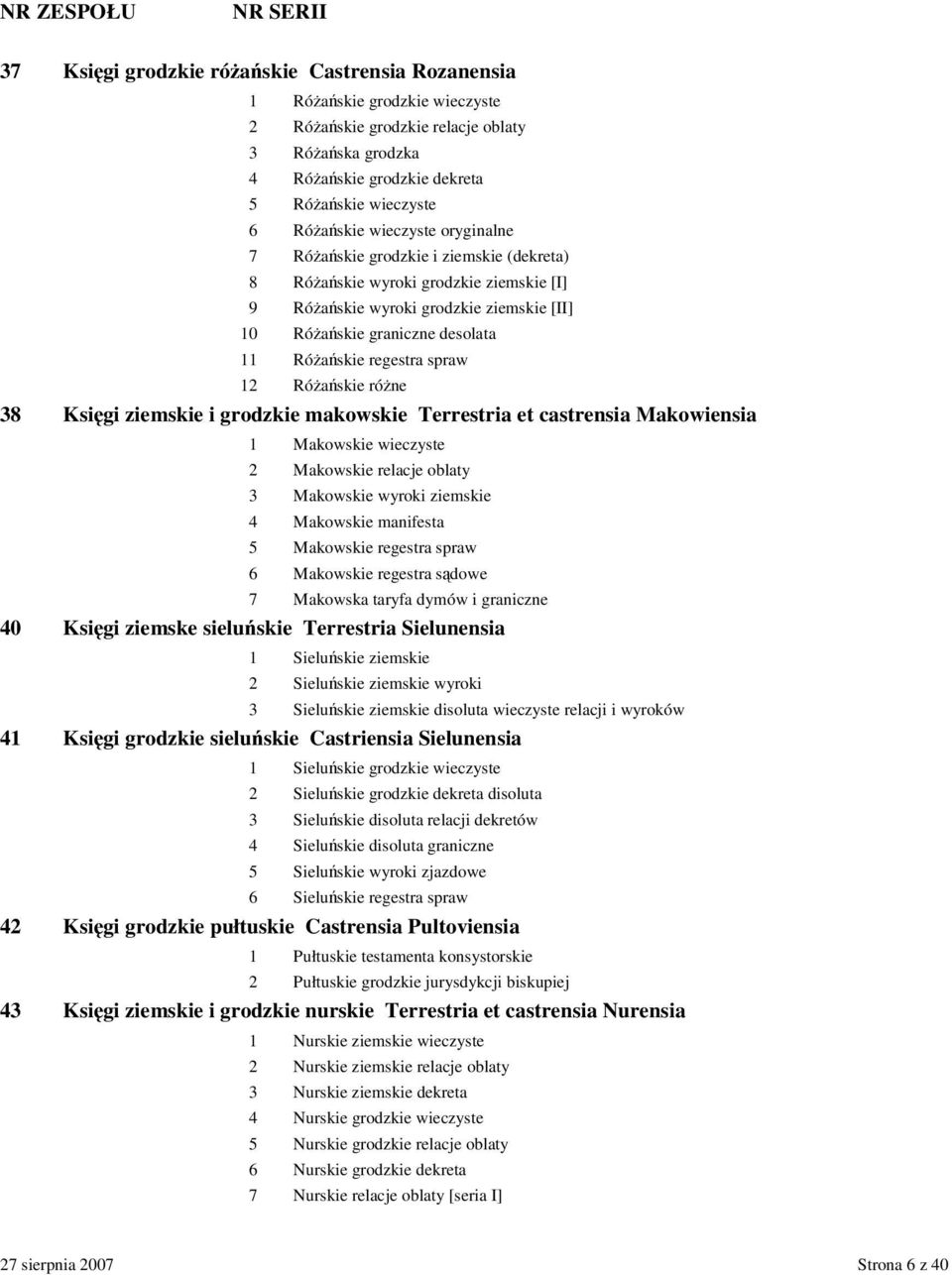 róne 38 Ksigi ziemskie i grodzkie makowskie Terrestria et castrensia Makowiensia 1 Makowskie wieczyste 2 Makowskie relacje oblaty 3 Makowskie wyroki ziemskie 4 Makowskie manifesta 5 Makowskie