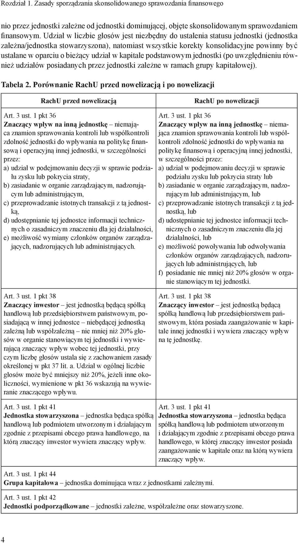 udział w kapitale podstawowym jednostki (po uwzględnieniu również udziałów posiadanych przez jednostki zależne w ramach grupy kapitałowej). Tabela 2. Porównanie i po nowelizacji Art. 3 ust.