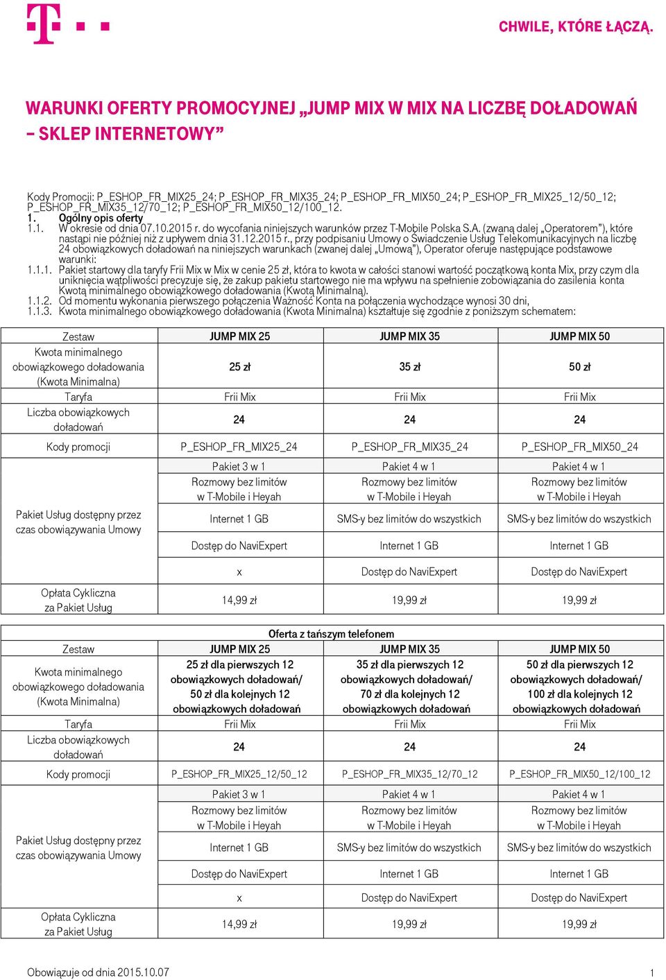 (zwaną dalej Operatorem ), które nastąpi nie później niż z upływem dnia 31.12.2015 r.