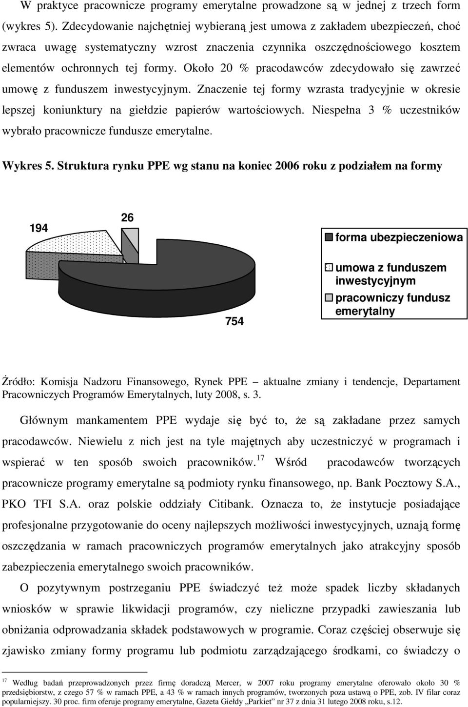 Około 20 % pracodawców zdecydowało się zawrzeć umowę z funduszem inwestycyjnym. Znaczenie tej formy wzrasta tradycyjnie w okresie lepszej koniunktury na giełdzie papierów wartościowych.