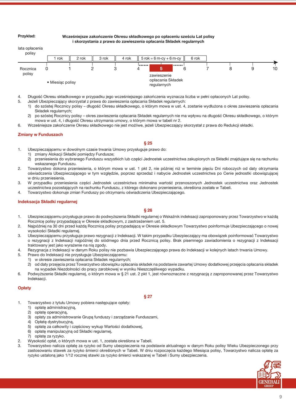 Długość Okresu składkowego w przypadku jego wcześniejszego zakończenia wyznacza liczba w pełni opłaconych Lat polisy. 5.