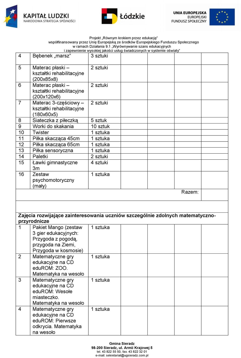 3m 16 Zestaw psychomotoryczny (mały) Zajęcia rozwijające zainteresowania uczniów szczególnie zdolnych matematycznoprzyrodnicze 1 Pakiet Mango (zestaw 3 gier edukacyjnych: Przygoda z pogodą, przygoda