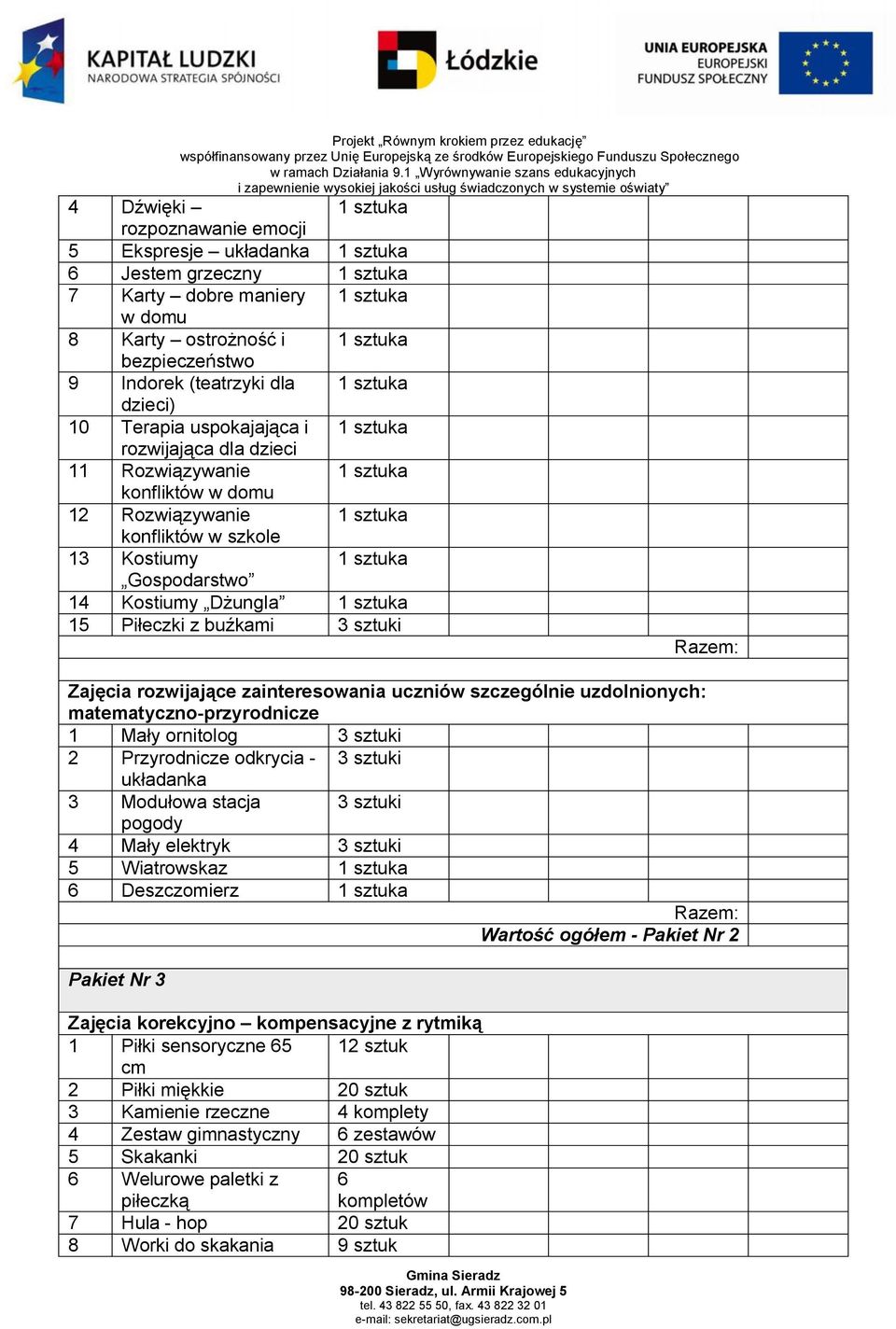 uczniów szczególnie uzdolnionych: matematyczno-przyrodnicze 1 Mały ornitolog 2 Przyrodnicze odkrycia - układanka 3 Modułowa stacja pogody 4 Mały elektryk 5 Wiatrowskaz 6 Deszczomierz Pakiet Nr 3