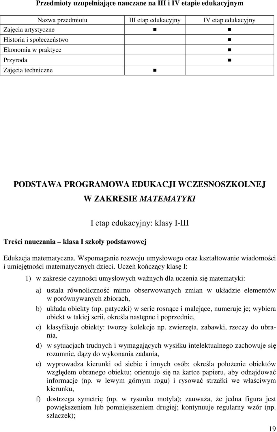 Wspomaganie rozwoju umysłowego oraz kształtowanie wiadomości i umiejętności matematycznych dzieci.