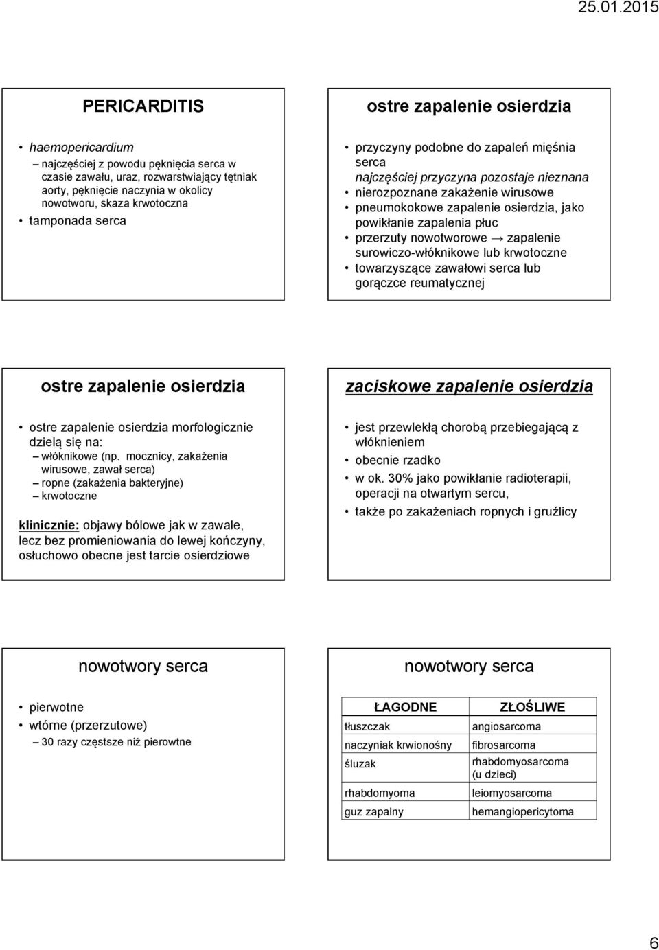 zapalenia płuc przerzuty nowotworowe zapalenie surowiczo-włóknikowe lub krwotoczne towarzyszące zawałowi serca lub gorączce reumatycznej ostre zapalenie osierdzia zaciskowe zapalenie osierdzia ostre