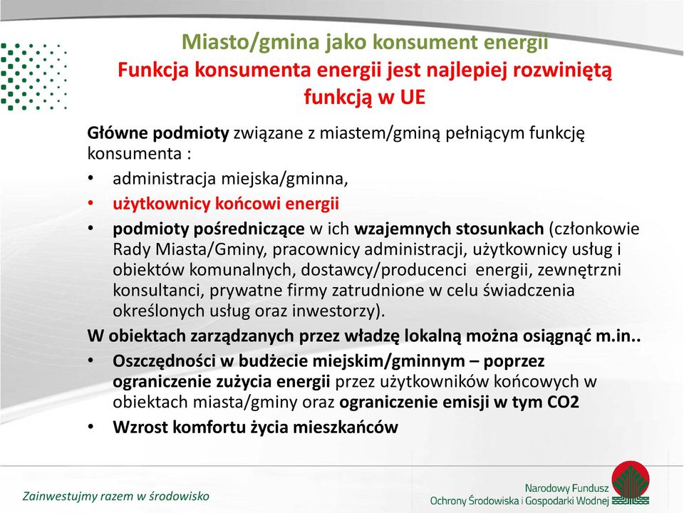 dostawcy/producenci energii, zewnętrzni konsultanci, prywatne firmy zatrudnione w celu świadczenia określonych usług oraz inwestorzy).