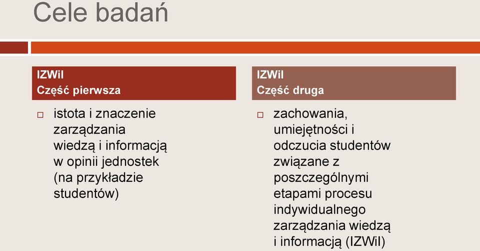 studentów) zachowania, umiejętności i odczucia studentów związane z