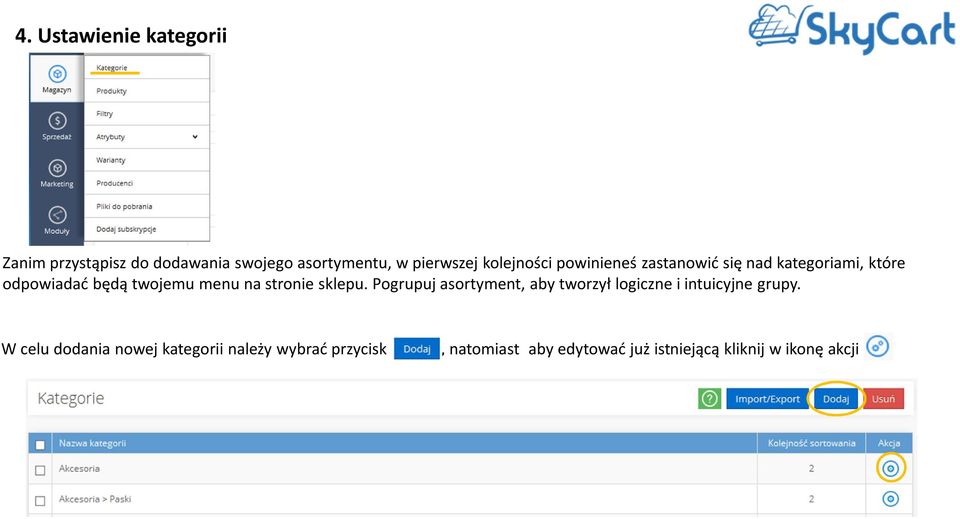 stronie sklepu. Pogrupuj asortyment, aby tworzył logiczne i intuicyjne grupy.