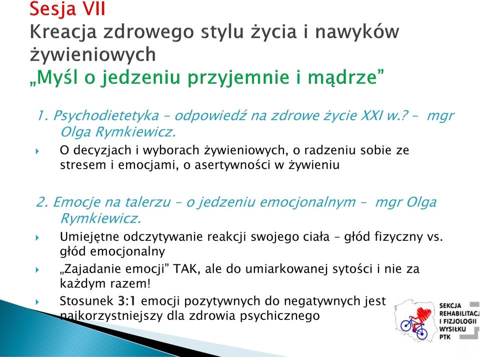 Emocje na talerzu o jedzeniu emocjonalnym mgr Olga Rymkiewicz.