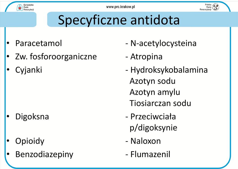 N-acetylocysteina - Atropina - Hydroksykobalamina Azotyn