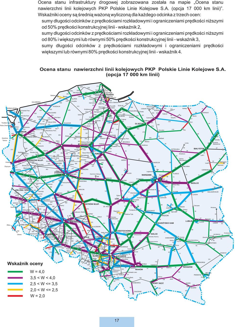 sumy d³ugoœci odcinków z prêdkoœciami rozk³adowymi i ograniczeniami prêdkoœci ni szymi od 50% prêdkoœci konstrukcyjnej linii - wskaÿnik 2,!