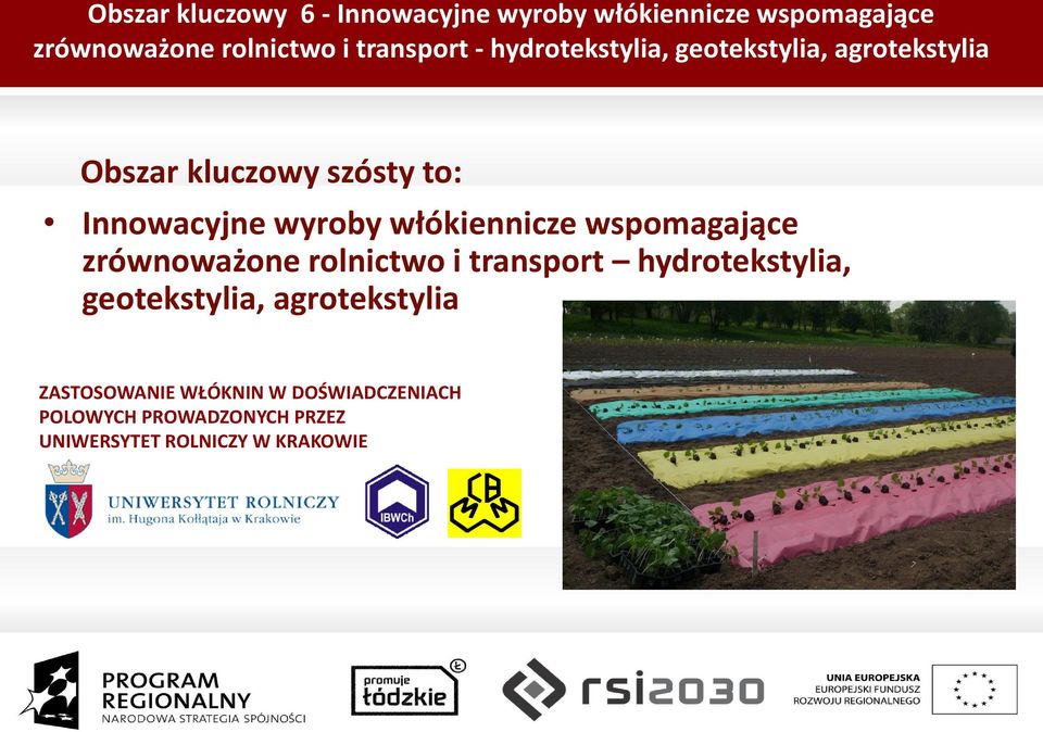 wyroby włókiennicze wspomagające zrównoważone rolnictwo i transport hydrotekstylia,