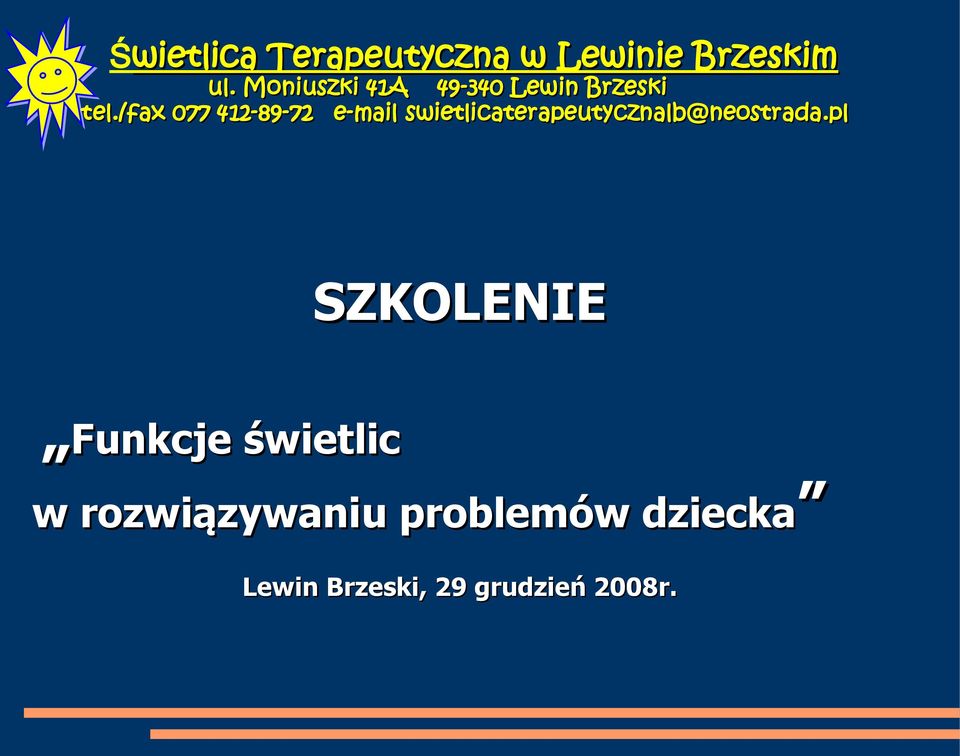 pl SZKOLENIE Funkcje świetlic w