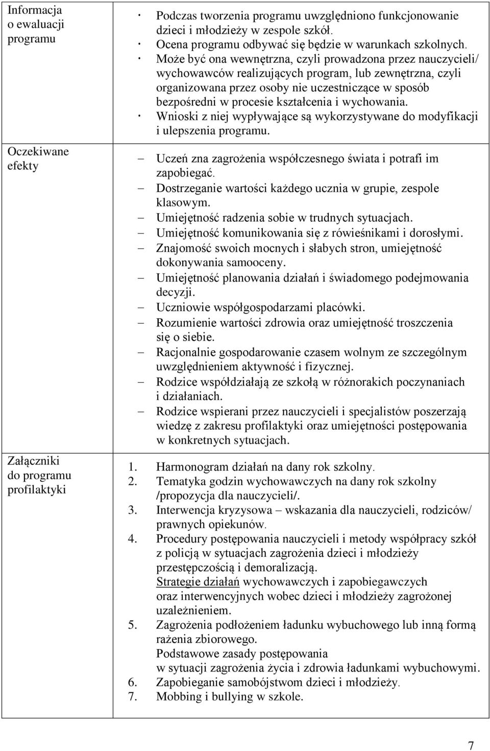 Może być ona wewnętrzna, czyli prowadzona przez nauczycieli/ wychowawców realizujących program, lub zewnętrzna, czyli organizowana przez osoby nie uczestniczące w sposób bezpośredni w procesie