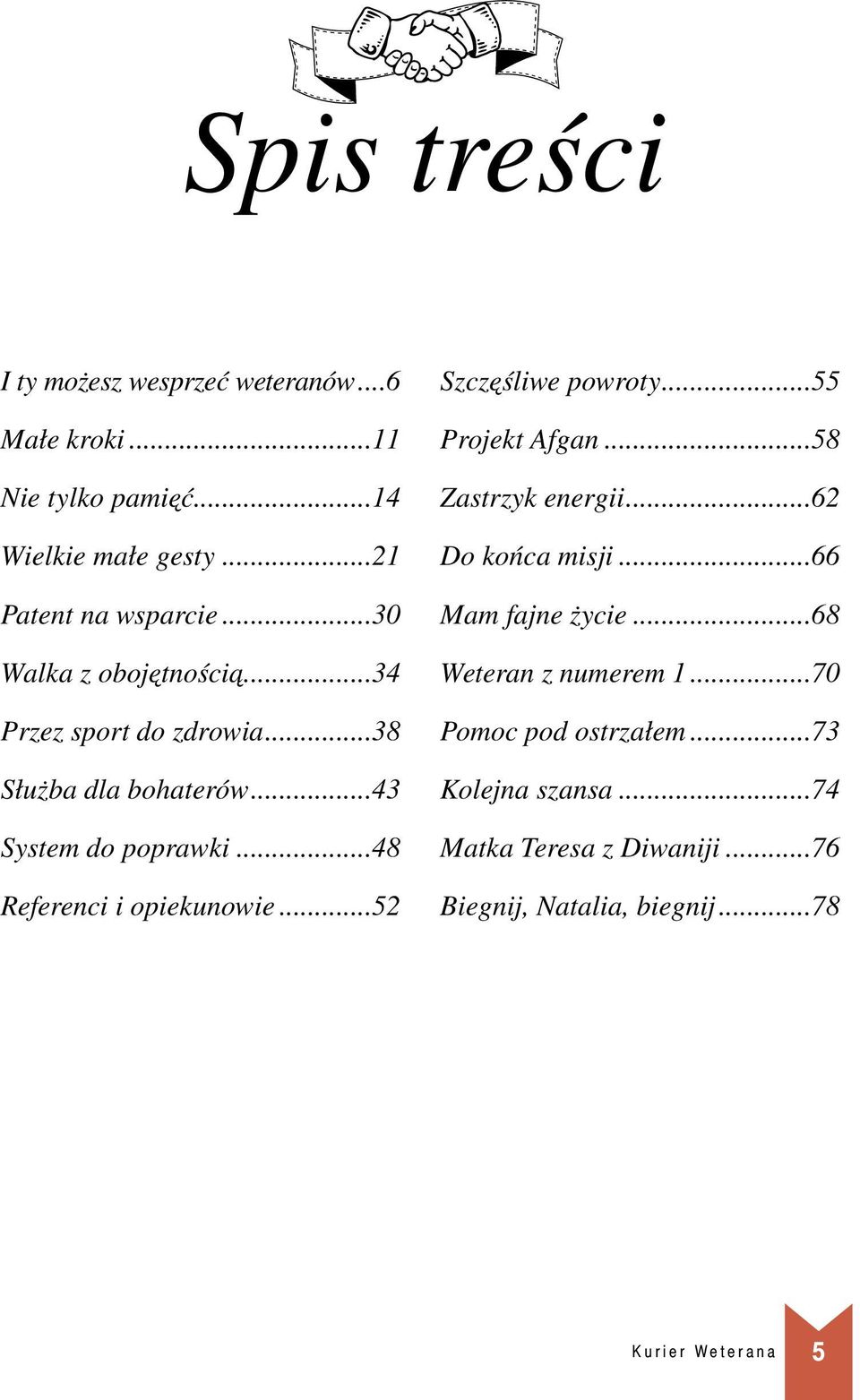 ..48 Referenci i opiekunowie...52 Szczęśliwe powroty...55 Projekt Afgan...58 Zastrzyk energii...62 Do końca misji.