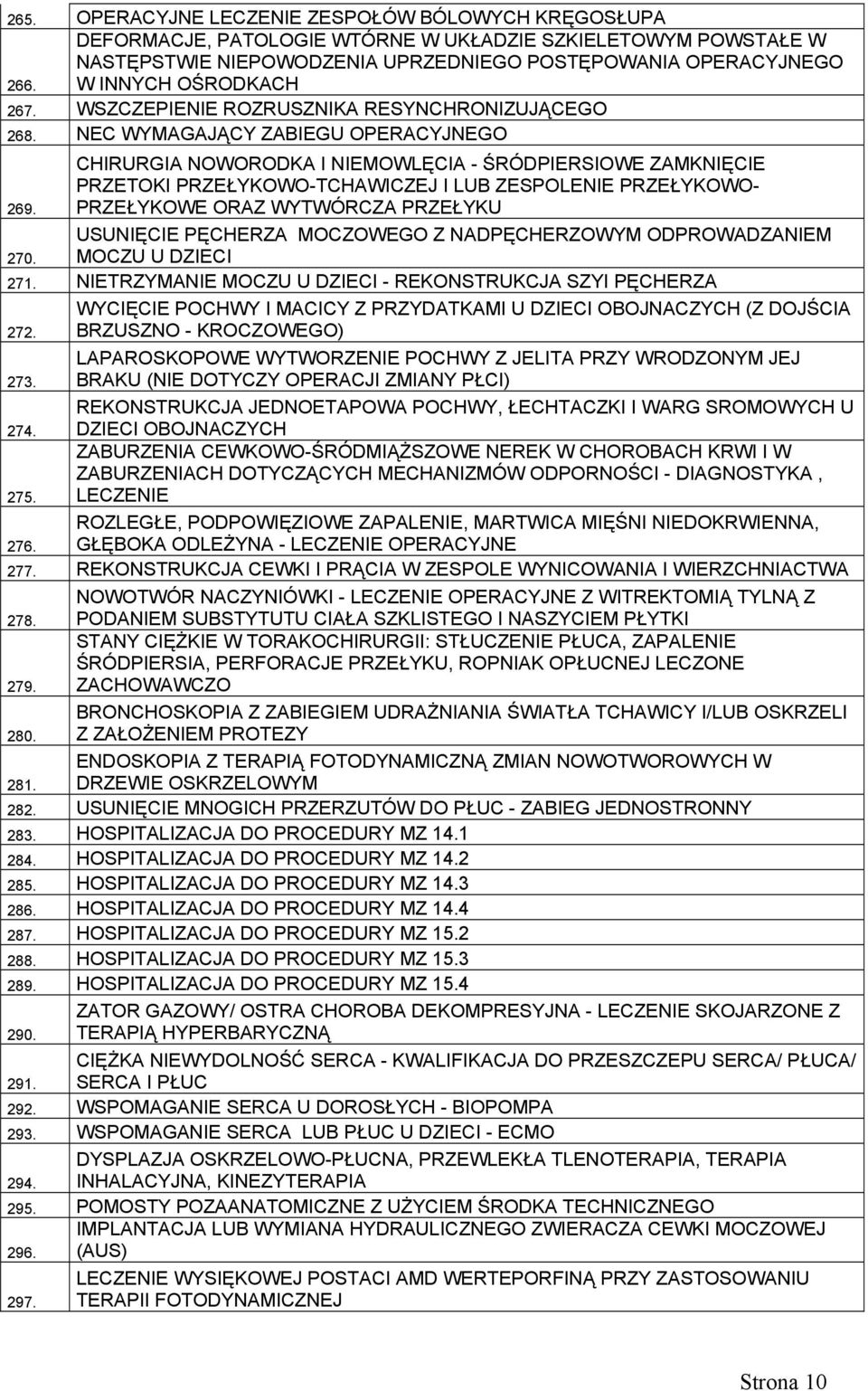 NEC WYMAGAJĄCY ZABIEGU OPERACYJNEGO CHIRURGIA NOWORODKA I NIEMOWLĘCIA - ŚRÓDPIERSIOWE ZAMKNIĘCIE PRZETOKI PRZEŁYKOWO-TCHAWICZEJ I LUB ZESPOLENIE PRZEŁYKOWO- 269.