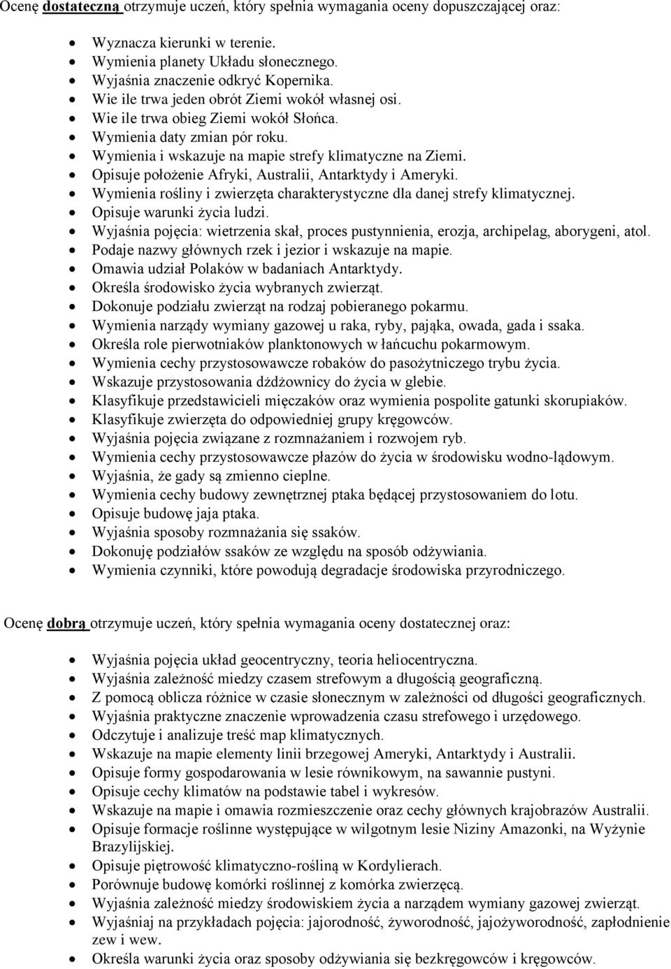 Opisuje położenie Afryki, Australii, Antarktydy i Ameryki. Wymienia rośliny i zwierzęta charakterystyczne dla danej strefy klimatycznej. Opisuje warunki życia ludzi.