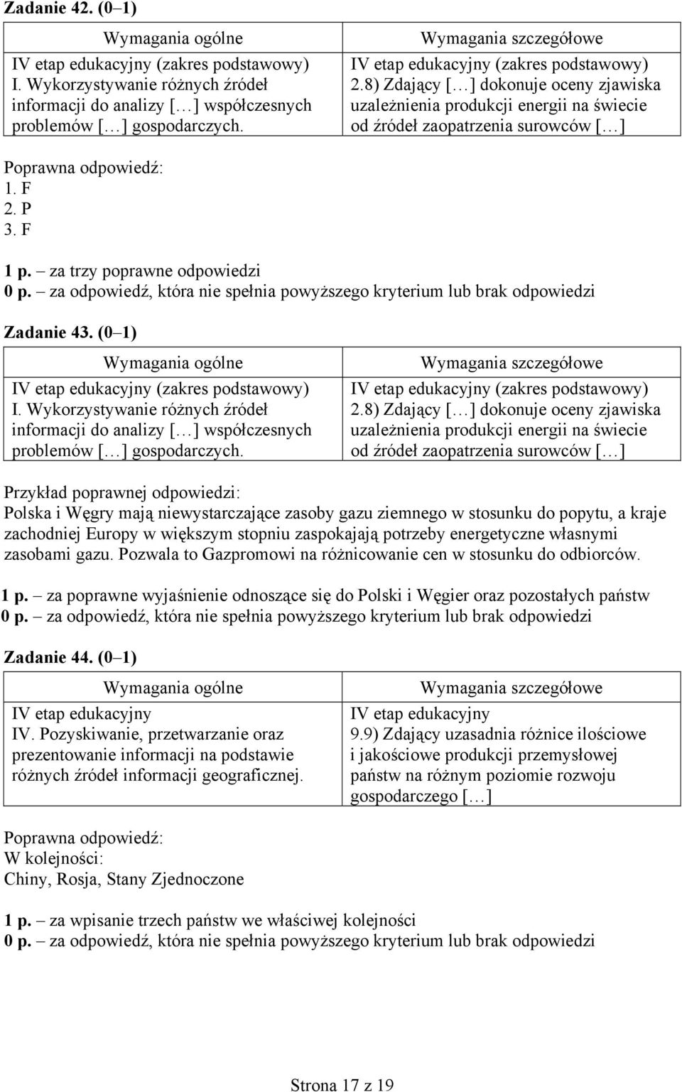 (0 1) (zakres podstawowy) I. Wykorzystywanie różnych źródeł informacji do analizy [ ] współczesnych problemów [ ] gospodarczych. (zakres podstawowy) 2.