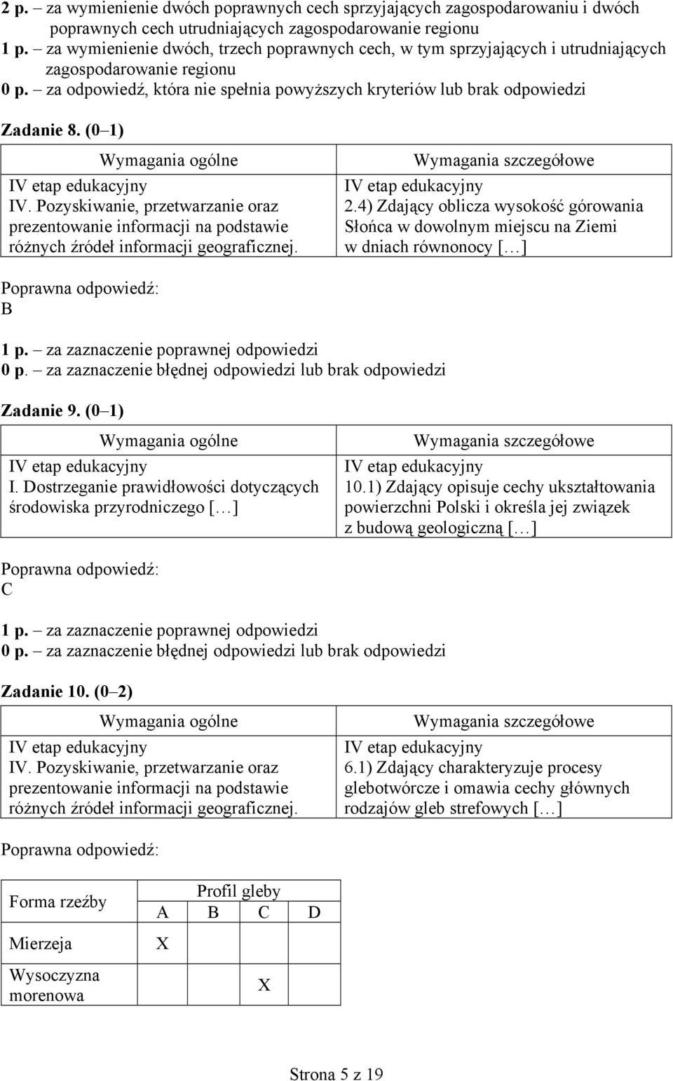 4) Zdający oblicza wysokość górowania Słońca w dowolnym miejscu na Ziemi w dniach równonocy [ ] B Zadanie 9. (0 1) 10.