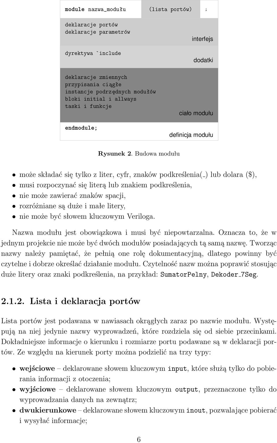 Budowa modułu może składać się tylko z liter, cyfr, znaków podkreślenia( ) lub dolara ($), musi rozpoczynać się literą lub znakiem podkreślenia, nie może zawierać znaków spacji, rozróżniane są duże i