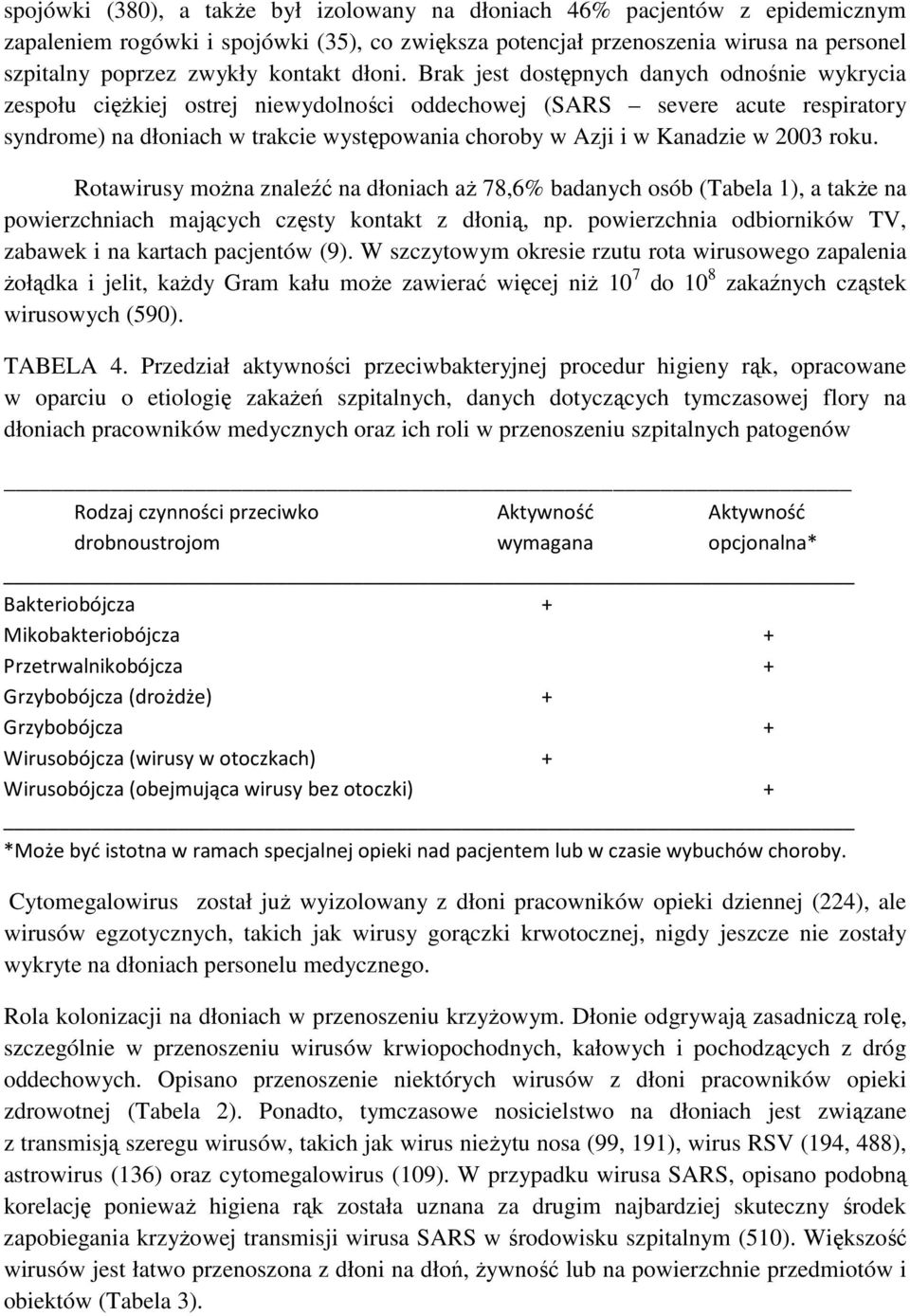 Brak jest dostępnych danych odnośnie wykrycia zespołu ciężkiej ostrej niewydolności oddechowej (SARS severe acute respiratory syndrome) na dłoniach w trakcie występowania choroby w Azji i w Kanadzie