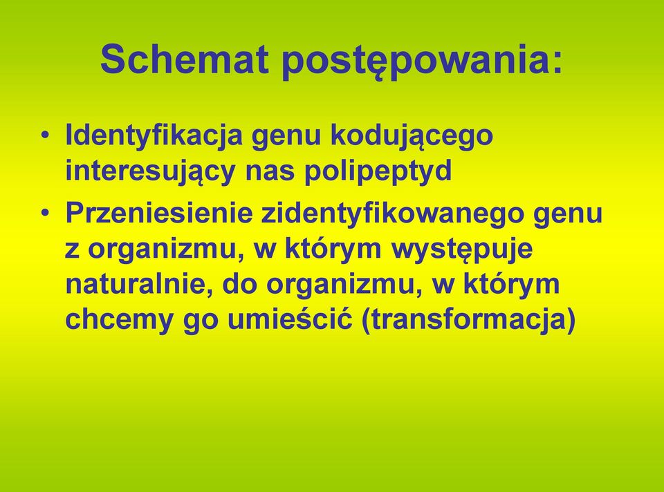 zidentyfikowanego genu z organizmu, w którym występuje