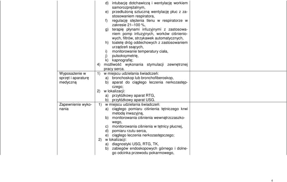 ssących, i) monitorowanie temperatury ciała, j) pulsoksymetrię, k) kapnografię; 4) możliwość wykonania stymulacji zewnętrznej pracy serca.