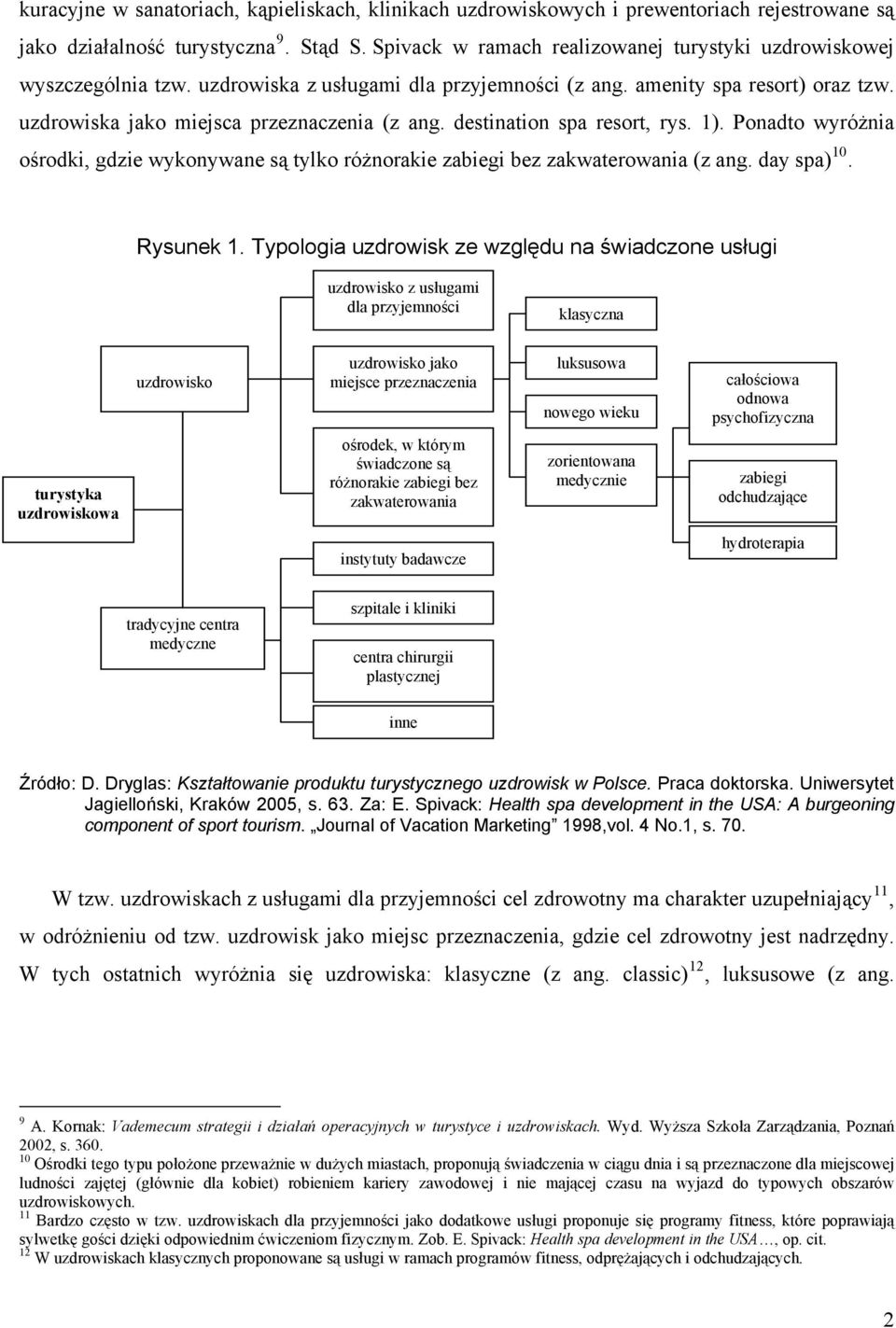 destination spa resort, rys. 1). Ponadto wyróżnia ośrodki, gdzie wykonywane są tylko różnorakie zabiegi bez zakwaterowania (z ang. day spa) 10. Rysunek 1.